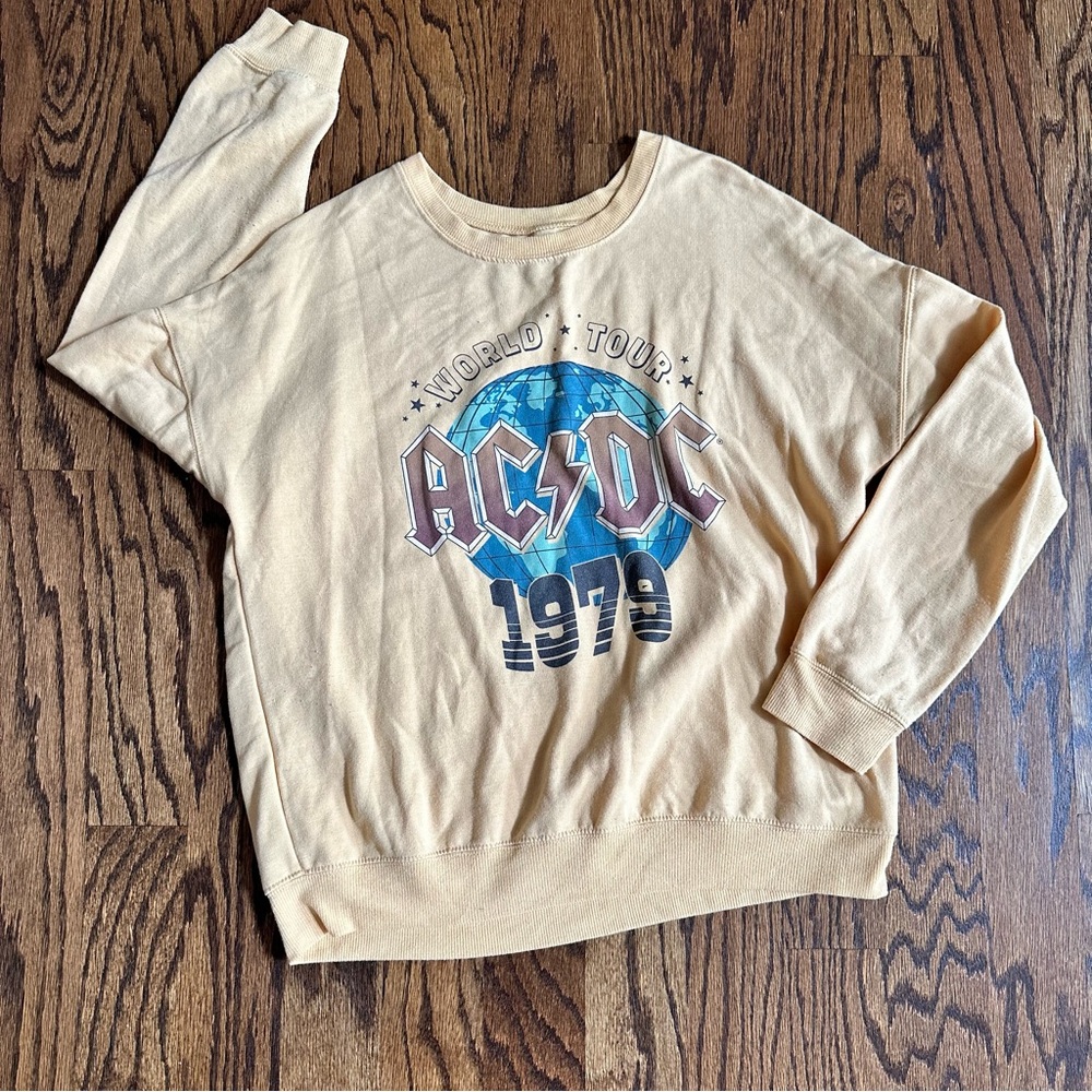 AC DC Band Sweatshirt 1979 yellow Medium